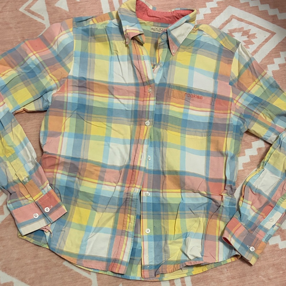 Rockies Women’s Multicolor Plaid Button Down Shirt
